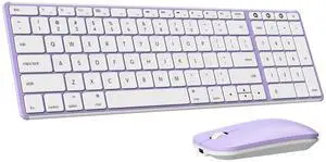 Bluetooth Keyboard and Mouse Combo for Mac, SKM64-2 Rechargeable Silent Wireless Keyboard Mouse Compact Slim, 3 Multi-Device Connection, Compatible for Mac MacBook Pro/Air iPad, White Purple Bluetooth Keyboard and Mouse Combo for Mac, SKM64-2 Rechargeable Silent Wireless Keyboard Mouse Compact Slim, 3 Multi-Device Connection, Compatible for Mac MacBook Pro/Air iPad, White Purple