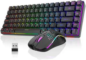K84 Wireless Keyboard and Mouse Combo, Rainbow Backlit Rechargeable Battery, 75% Layout TKL Ultra Compact Gaming Keyboard & Lightweight 3200 DPI Honeycomb Optical Mouse (Black) K84 Wireless Keyboard and Mouse Combo, Rainbow Backlit Rechargeable Battery, 75% Layout TKL Ultra Compact Gaming Keyboard & Lightweight 3200 DPI Honeycomb Optical Mouse (Black)