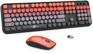 Orange Retro Wireless Keyboard and Mouse Combo, Aesthetic Round Key Typewriter Keyboard, Colorful Full Size Bubble Keyboard with Number Pad for PC Laptop Desktop Orange Retro Wireless Keyboard and Mouse Combo, Aesthetic Round Key Typewriter Keyboard, Colorful Full Size Bubble Keyboard with Number Pad for PC Laptop Desktop