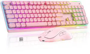 Wireless Keyboard and Mouse Combo, 2.4G Full Size RGB Keyboard with 104 Keys, Rechargeable Wireless Mouse with 3 DPI, Ergonomic Computer Keyboard and Mouse Set for Windows Mac Laptop PC Wireless Keyboard and Mouse Combo, 2.4G Full Size RGB Keyboard with 104 Keys, Rechargeable Wireless Mouse with 3 DPI, Ergonomic Computer Keyboard and Mouse Set for Windows Mac Laptop PC