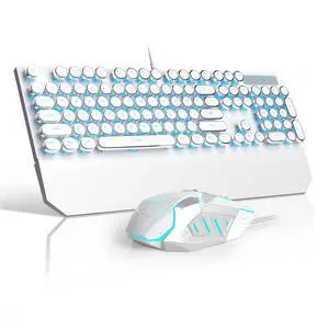 Retro Typewriter Keyboard and Mouse Combo, Cute White Keyboard with Linear Red Switches, Full Size Wired Mechanical Gaming Keyboard, Cool Light Up Keyboard and Mouse for Gaming,Work,Mac,PC,Windows Retro Typewriter Keyboard and Mouse Combo, Cute White Keyboard with Linear Red Switches, Full Size Wired Mechanical Gaming Keyboard, Cool Light Up Keyboard and Mouse for Gaming,Work,Mac,PC,Windows