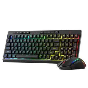 S142 Wireless Gaming Keyboard & Mouse Combo, 98 Keys K515 PRO RGB Membrane Keyboard & 4800 DPI Wireless 2.4Ghz Gaming Mouse Bundle, Convenient Shared Dongle S142 Wireless Gaming Keyboard & Mouse Combo, 98 Keys K515 PRO RGB Membrane Keyboard & 4800 DPI Wireless 2.4Ghz Gaming Mouse Bundle, Convenient Shared Dongle