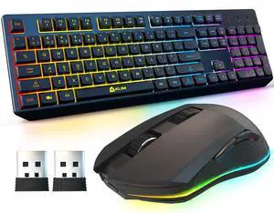 Chroma Wireless Keyboard and Mouse RGB Backlit Gaming Combo, Rechargeable Wireless Keyboard & RGB Mouse, Durable & Ergonomic, Dual USB Receivers, Compatible with PC, Mac, PS4, PS5 Chroma Wireless Keyboard and Mouse RGB Backlit Gaming Combo, Rechargeable Wireless Keyboard & RGB Mouse, Durable & Ergonomic, Dual USB Receivers, Compatible with PC, Mac, PS4, PS5