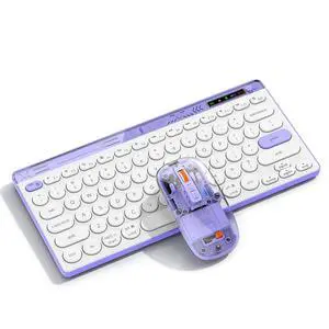 Compact Wireless Keyboard and Mouse Combos - Dual Bluetooth & 2.4GHz USB Receiver, Transparent Mouse, Portable Slim Stylish for Laptop/ipad/Mac/Office - Purple Compact Wireless Keyboard and Mouse Combos - Dual Bluetooth & 2.4GHz USB Receiver, Transparent Mouse, Portable Slim Stylish for Laptop/ipad/Mac/Office - Purple