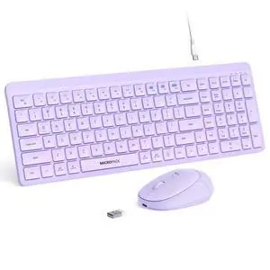 Purple Wireless Keyboard and Mouse Combo for Desktop Mac iPad Bluetooth 2.4 Ghz Rechargeable Slim Silent Click with Number Pad Compatible with Pc, Laptop, Tablet (Purple) Purple Wireless Keyboard and Mouse Combo for Desktop Mac iPad Bluetooth 2.4 Ghz Rechargeable Slim Silent Click with Number Pad Compatible with Pc, Laptop, Tablet (Purple)