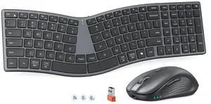 Ergonomic Keyboard and Mouse Wireless, Split S-Curve Design, 2.4G Wireless & Dual Bluetooth, Slim Low-Profile Rechargeable Full Size Keyboard, 4 DPI Mouse for Windows Mac PC Laptop Computer, Q Ergonomic Keyboard and Mouse Wireless, Split S-Curve Design, 2.4G Wireless & Dual Bluetooth, Slim Low-Profile Rechargeable Full Size Keyboard, 4 DPI Mouse for Windows Mac PC Laptop Computer, Q