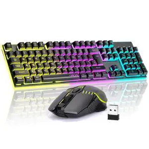 Gaming Wireless Keyboard and Mouse, Rechargeable RGB Backlit, Metal Panel, Mechanical Feel Anti-ghosting Keyboard with Side Button for Computer PC Laptop Compatible with Windows Mac Ps4/Ps5 Xbox one Gaming Wireless Keyboard and Mouse, Rechargeable RGB Backlit, Metal Panel, Mechanical Feel Anti-ghosting Keyboard with Side Button for Computer PC Laptop Compatible with Windows Mac Ps4/Ps5 Xbox one