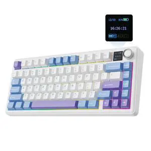 F75 MAX Wireless Mechanical Keyboard with TFT Screen and Knob, Gasket Gaming Keyboard in 75% Layout, Hot Swappable, RGB Backlight, for PC/Mac/Linux (Blue&White&Purple) F75 MAX Wireless Mechanical Keyboard with TFT Screen and Knob, Gasket Gaming Keyboard in 75% Layout, Hot Swappable, RGB Backlight, for PC/Mac/Linux (Blue&White&Purple)
