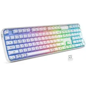 Computer Backlit Keyboard White Crystal - Full-Size Bluetooth Wireless Rechargeable Transparent Keycap Portable Keyboards Compatible with Windows, Laptop, PC, Desktop Computer Backlit Keyboard White Crystal - Full-Size Bluetooth Wireless Rechargeable Transparent Keycap Portable Keyboards Compatible with Windows, Laptop, PC, Desktop