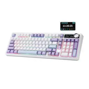 AJAZZ AK980 Mechanical Keyboard, Creamy & Thocky with Smart Display & Knob, 98% Wireless Tri-Mode BT/2.4G/USB-C, Hot Swappable, RGB Light for Win & Mac (Purple, Murad Switch) AJAZZ AK980 Mechanical Keyboard, Creamy & Thocky with Smart Display & Knob, 98% Wireless Tri-Mode BT/2.4G/USB-C, Hot Swappable, RGB Light for Win & Mac (Purple, Murad Switch)