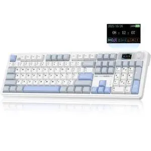 K108 Pro Wireless Mechanical Keyboard with Screen & Knob, Full Size Creamy Keyboard with Number Pad, 10000mAh Battery, PBT Keycaps, RGB Backlit, Hot-swappable Gaming Keyboards K108 Pro Wireless Mechanical Keyboard with Screen & Knob, Full Size Creamy Keyboard with Number Pad, 10000mAh Battery, PBT Keycaps, RGB Backlit, Hot-swappable Gaming Keyboards