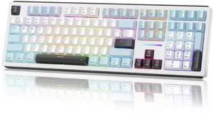 K771 Wireless Mechanical Keyboard, 108-Key Gaming Keyboard with 4 Extra Hotkeys, 5-Layer Noise Dampening, Pre-lubed Linear Switches, Hot-swap Custom RGB Keyboard for PC/Mac - Blue&White K771 Wireless Mechanical Keyboard, 108-Key Gaming Keyboard with 4 Extra Hotkeys, 5-Layer Noise Dampening, Pre-lubed Linear Switches, Hot-swap Custom RGB Keyboard for PC/Mac - Blue&White