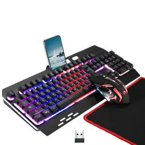 Wireless RGB Gaming Keyboard and Mouse - Rechargeable Backlit,Long Battery Life,Metal Panel Mechanical Feel with Palm Rest,7 Color Gaming Mouse and Mouse Pad for Game and Work Wireless RGB Gaming Keyboard and Mouse - Rechargeable Backlit,Long Battery Life,Metal Panel Mechanical Feel with Palm Rest,7 Color Gaming Mouse and Mouse Pad for Game and Work