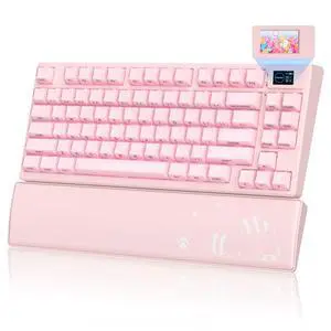 75% Pink Keyboard Wireless with Color Multimedia Screen 75% Pink Keyboard Wireless with Color Multimedia Screen