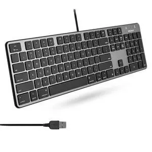 USB Wired Keyboard for Mac - Compatible Full Size Apple Keyboard with 104 Key Layout & 16 Shortcut Keys - Scissor Keycaps for Tactile Typing for Mac mini, MacBook Pro/Air, iMac USB Wired Keyboard for Mac - Compatible Full Size Apple Keyboard with 104 Key Layout & 16 Shortcut Keys - Scissor Keycaps for Tactile Typing for Mac mini, MacBook Pro/Air, iMac