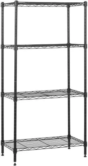 4-Shelf Steel Wire Storage Shelves for Garage, Adjustable Metal Shelving Unit, 200 lbs Per Shelf, 23.2" W x 48" H x 13.4" D, Black 4-Shelf Steel Wire Storage Shelves for Garage, Adjustable Metal Shelving Unit, 200 lbs Per Shelf, 23.2" W x 48" H x 13.4" D, Black
