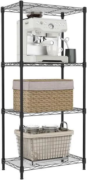4 Tier Metal Wire Shelf Unit, Black Storage Rack Organizer for Kitchen, Bedroom, Living Room or Laundry Room, 17.7" W x 11.8" D x 41.9" H 4 Tier Metal Wire Shelf Unit, Black Storage Rack Organizer for Kitchen, Bedroom, Living Room or Laundry Room, 17.7" W x 11.8" D x 41.9" H