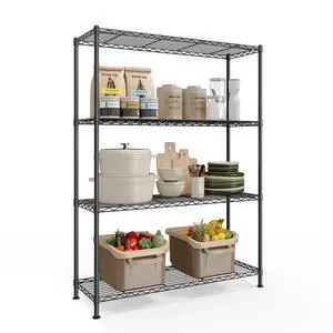 Storage Shelf, Metal Wire Shelving Unit, Adjustable Shelves, for Garage, Bedroom, Living Room, Kitchen, Pantry, 4 Tier, 11.8 x 35.4 x 47.6 Inches, Ink Black ULGR194BH01S Storage Shelf, Metal Wire Shelving Unit, Adjustable Shelves, for Garage, Bedroom, Living Room, Kitchen, Pantry, 4 Tier, 11.8 x 35.4 x 47.6 Inches, Ink Black ULGR194BH01S
