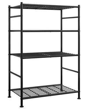 Storage Shelves - 4 Tier Shelf Organizer, Heavy Duty Garage Shelving Unit with Leveling Feet, Stable Metal Shelves Organizer for Pantry, Kitchen and Closet, 33.0" W x 12.6" D x 57.2" H, Black Storage Shelves - 4 Tier Shelf Organizer, Heavy Duty Garage Shelving Unit with Leveling Feet, Stable Metal Shelves Organizer for Pantry, Kitchen and Closet, 33.0" W x 12.6" D x 57.2" H, Black