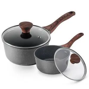 Nonstick Sauce Pan with Lid Saucepan Set, Swiss Granite Coating Sauce Pot Kitchen Cooking Pot Sets, Induction Comptable, Free of Intentionally Added PFOA, 1.5 + 2 QT Nonstick Sauce Pan with Lid Saucepan Set, Swiss Granite Coating Sauce Pot Kitchen Cooking Pot Sets, Induction Comptable, Free of Intentionally Added PFOA, 1.5 + 2 QT
