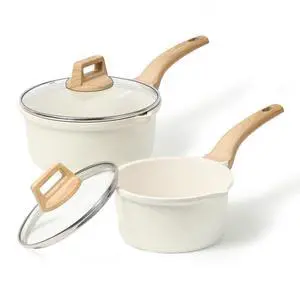 1.5Qt & 3.0Qt Sauce Pan Sets with Lid Cooking Pots Nonstick Saucepans Cookware Set with Pour Spout Small Kitchen Pot, Induction Comptable, Easy to Clean, PFOA FREE (White Granite) 1.5Qt & 3.0Qt Sauce Pan Sets with Lid Cooking Pots Nonstick Saucepans Cookware Set with Pour Spout Small Kitchen Pot, Induction Comptable, Easy to Clean, PFOA FREE (White Granite)