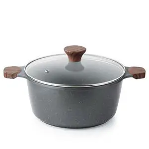 Nonstick Stock Pot with Lid, 4.5 Quart Induction Cooking Pot with Tempered Glass Lid, Stew Pot with Swiss Nonstick Granite Coating, PFOA PFOS APEO Free, Gray Nonstick Stock Pot with Lid, 4.5 Quart Induction Cooking Pot with Tempered Glass Lid, Stew Pot with Swiss Nonstick Granite Coating, PFOA PFOS APEO Free, Gray