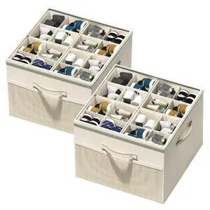 Shoe Organizer for Closet, Foldable Shoe Storage with Adjustable Dividers Shoe Organizer for Closet, Foldable Shoe Storage with Adjustable Dividers