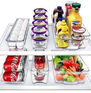 Fridge Bins and Freezer Bins Refrigerator Organizer Stackable Food Storage Containers BPA-Free Drawer Organizers for Refrigerator Freezer and Pantry Fridge Bins and Freezer Bins Refrigerator Organizer Stackable Food Storage Containers BPA-Free Drawer Organizers for Refrigerator Freezer and Pantry