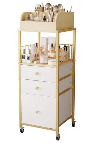 Makeup Organizer Cart with Drawers, Floor Skincare Organizers Make Up Organizers-Vanity Organizer Cosmetic Display Cases Holder for Skin Care Perfume Nail Polish Brush Hair ToolGold Makeup Organizer Cart with Drawers, Floor Skincare Organizers Make Up Organizers-Vanity Organizer Cosmetic Display Cases Holder for Skin Care Perfume Nail Polish Brush Hair ToolGold
