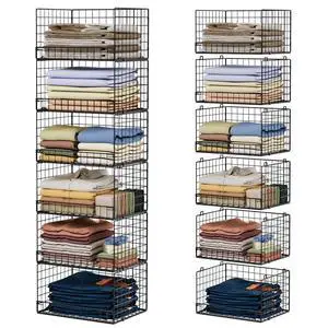 6-Tier Stackable Closet Organizers and Storage Shelves, Closet Shelf Organizer Basket Bins, Foldable Sweater Storage for Clothes Organizer System, BlackPatent No. 30022416 6-Tier Stackable Closet Organizers and Storage Shelves, Closet Shelf Organizer Basket Bins, Foldable Sweater Storage for Clothes Organizer System, BlackPatent No. 30022416
