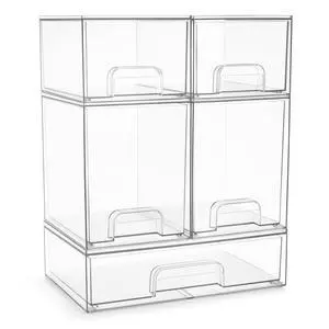 Acrylic Storage Containers - 5 Pack, Stackable Storage Bins Set for Bathroom Organization - Clear Acrylic Drawer Organizers - Makeup Case Pull-Out Drawers (7.6 and 4.4 Tall and 12.1 Wide) Acrylic Storage Containers - 5 Pack, Stackable Storage Bins Set for Bathroom Organization - Clear Acrylic Drawer Organizers - Makeup Case Pull-Out Drawers (7.6 and 4.4 Tall and 12.1 Wide)