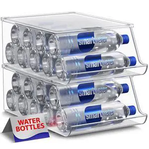 Water Bottle Organizer for Fridge with Lid Holds 9 Bottles Stackable Drink Organizer for Refrigerator, Pantry, or Countertop Clear BPA-Free Plastic Bottle Storage Holder Water Bottle Organizer for Fridge with Lid Holds 9 Bottles Stackable Drink Organizer for Refrigerator, Pantry, or Countertop Clear BPA-Free Plastic Bottle Storage Holder