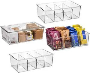 Pantry Organization and Storage Bins with Removable Dividers & Lids Perfect Pantry Organizers or Kitchen Organization Refrigerator Organizer Bins, Cabinet Organizers, 4 Pack Pantry Organization and Storage Bins with Removable Dividers & Lids Perfect Pantry Organizers or Kitchen Organization Refrigerator Organizer Bins, Cabinet Organizers, 4 Pack