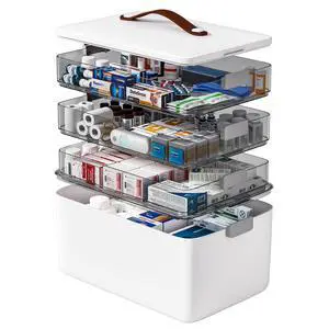 4- Tier Medicine Storage Box Organizer Portable First Aid kit Box Sewing, Art, Craft with Handle, Multipurpose Medical Supply Organizer with Removable Tray 4- Tier Medicine Storage Box Organizer Portable First Aid kit Box Sewing, Art, Craft with Handle, Multipurpose Medical Supply Organizer with Removable Tray
