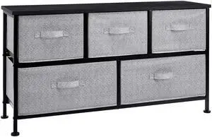 Extra Wide Fabric 5-Drawer Storage Organizer Unit for Bedroom Closet, Black Extra Wide Fabric 5-Drawer Storage Organizer Unit for Bedroom Closet, Black