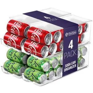 Soda Can Organizer & Soda Can Dispenser for Refrigerator - Fridge Organizer & Stackable Drink Organizer for Fridge, Can Organizer for Refrigerator - Holds 12 Cans Each, BPA Free - 4 Pack Soda Can Organizer & Soda Can Dispenser for Refrigerator - Fridge Organizer & Stackable Drink Organizer for Fridge, Can Organizer for Refrigerator - Holds 12 Cans Each, BPA Free - 4 Pack