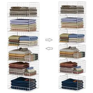 6-Tier Stackable Closet Organizers and Storage Shelves, Closet Shelf Organizer Basket Bins, Foldable Sweater Storage for Clothes Organizer System, WhitePatent No. 30022416 6-Tier Stackable Closet Organizers and Storage Shelves, Closet Shelf Organizer Basket Bins, Foldable Sweater Storage for Clothes Organizer System, WhitePatent No. 30022416