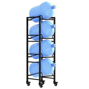 4 Tier 5 Gallon Water Jug Holder with 4 Lockable Wheels - Water Bottle Rack Organizer with Movable Casters, Heavy Duty Water Storage Rack Dispenser Stand for Kitchen Office Garage/Black 4 Tier 5 Gallon Water Jug Holder with 4 Lockable Wheels - Water Bottle Rack Organizer with Movable Casters, Heavy Duty Water Storage Rack Dispenser Stand for Kitchen Office Garage/Black
