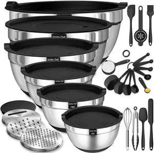 Thickened Heavy-Duty 26pcs Stainless Steel Bowl, Mixing Bowl Set with Lid, Grater Attachment, Non-Slip Bottom and Kitchen Gadget Set, Sizes 7, 4, 2.5, 2.0, 1.5, 1QT, Ideal for Mixing and Serving Thickened Heavy-Duty 26pcs Stainless Steel Bowl, Mixing Bowl Set with Lid, Grater Attachment, Non-Slip Bottom and Kitchen Gadget Set, Sizes 7, 4, 2.5, 2.0, 1.5, 1QT, Ideal for Mixing and Serving