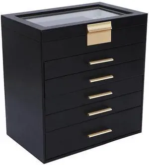 Jewelry Boxes for Women, White and Black 6 Layer Large Jewelry Box for Necklace, Bracelet, Earrings, Rings Storage, Jewelry holder Organizer for Girls Gift (Clear Black, 6 layer) Jewelry Boxes for Women, White and Black 6 Layer Large Jewelry Box for Necklace, Bracelet, Earrings, Rings Storage, Jewelry holder Organizer for Girls Gift (Clear Black, 6 layer)