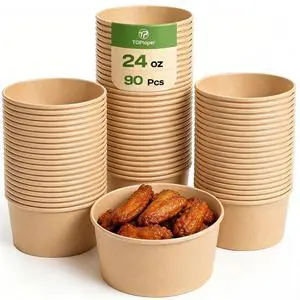 24 Oz Large Paper BowlsWITHOUT LIDS 90 Pack Disposable Soup Bowls Plastic Free Party Supplies for Hot/Cold Food, Soup (24 OZ) 24 Oz Large Paper BowlsWITHOUT LIDS 90 Pack Disposable Soup Bowls Plastic Free Party Supplies for Hot/Cold Food, Soup (24 OZ)