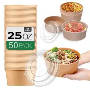 50 Pack 25 Oz Large Paper Bowls with Lids, Disposable Soup Serving Bowls Bulk Party Supplies for Hot/Cold Food, Soup (25 OZ) 50 Pack 25 Oz Large Paper Bowls with Lids, Disposable Soup Serving Bowls Bulk Party Supplies for Hot/Cold Food, Soup (25 OZ)