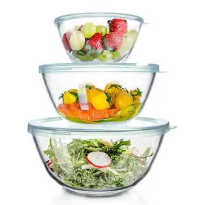 Glass Mixing Bowls Glass Bowls with Lids Set(4.5QT,2.7QT, 1.1QT),Large Salad Bowls,glass mixing bowl Space-Saving Nesting Storage bowls for Cooking,Baking,Prepping,Dishwasher Safe Glass Mixing Bowls Glass Bowls with Lids Set(4.5QT,2.7QT, 1.1QT),Large Salad Bowls,glass mixing bowl Space-Saving Nesting Storage bowls for Cooking,Baking,Prepping,Dishwasher Safe