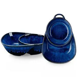 Starry Chip and Dip Bowl, Anti-Soggy Cereal Bowl, Soup and Sandwich Plate Combo, Breakfast Powls, Divided Snack Bowls Gifts for Wedding Housewarming Party, 2 Pack(Blue) Starry Chip and Dip Bowl, Anti-Soggy Cereal Bowl, Soup and Sandwich Plate Combo, Breakfast Powls, Divided Snack Bowls Gifts for Wedding Housewarming Party, 2 Pack(Blue)