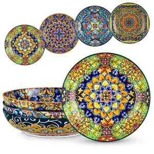 Pasta Bowls, 42 oz Ceramic Salad Bowls of 4,Large Corlorful Serving Bowls for Kitchen, Dishwasher & Microwave Safe Soup Bowls, Pasta Plates Pasta Bowls, 42 oz Ceramic Salad Bowls of 4,Large Corlorful Serving Bowls for Kitchen, Dishwasher & Microwave Safe Soup Bowls, Pasta Plates
