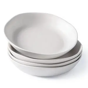 9.75'' Ceramic Large Pasta Bowls, 38oz Stoneware Flat Serving Bowls Set of 4, Oven,Microwave&Dishwasher Safe Bowls with Wavy Rim for Fruit Pasta Salad Meal, Matte White 9.75'' Ceramic Large Pasta Bowls, 38oz Stoneware Flat Serving Bowls Set of 4, Oven,Microwave&Dishwasher Safe Bowls with Wavy Rim for Fruit Pasta Salad Meal, Matte White