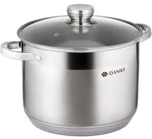 Standard 10 Quart Stainless Steel Stock Pot with Glass Lid, Tri-Ply Bottom for Even Heating, Induction Compatible, Dishwasher Safe, Built-In Measuring Scale, Silver Standard 10 Quart Stainless Steel Stock Pot with Glass Lid, Tri-Ply Bottom for Even Heating, Induction Compatible, Dishwasher Safe, Built-In Measuring Scale, Silver