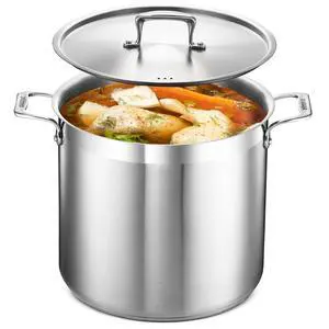 Stainless Steel Stockpot with Lid 16 Quart, Durable 18/8 Stainless Steel, Impact-Bonded Base for Even Heating, Riveted Handles, Oven & All Stove Compatible, Safe Up To 500°F (260°C) Stainless Steel Stockpot with Lid 16 Quart, Durable 18/8 Stainless Steel, Impact-Bonded Base for Even Heating, Riveted Handles, Oven & All Stove Compatible, Safe Up To 500°F (260°C)