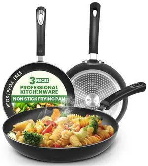 Nonstick Cookware 3 Piece Omelette Pan Skillet Set, Nonstick Frying Pans with Induction Bottom, 8, 9.5 & 11 Inches Frying Pans with Bakelite Handles, PFOA Free, Grey Nonstick Cookware 3 Piece Omelette Pan Skillet Set, Nonstick Frying Pans with Induction Bottom, 8, 9.5 & 11 Inches Frying Pans with Bakelite Handles, PFOA Free, Grey
