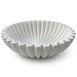 Large Decorative Bowl - White Decorative Bowls for Home Decor - Organic Modern Home Decor Bowl - Concrete Ruffle Bowl Decor - Fluted Bowl - Scalloped Bowl Large Decorative Bowl - White Decorative Bowls for Home Decor - Organic Modern Home Decor Bowl - Concrete Ruffle Bowl Decor - Fluted Bowl - Scalloped Bowl